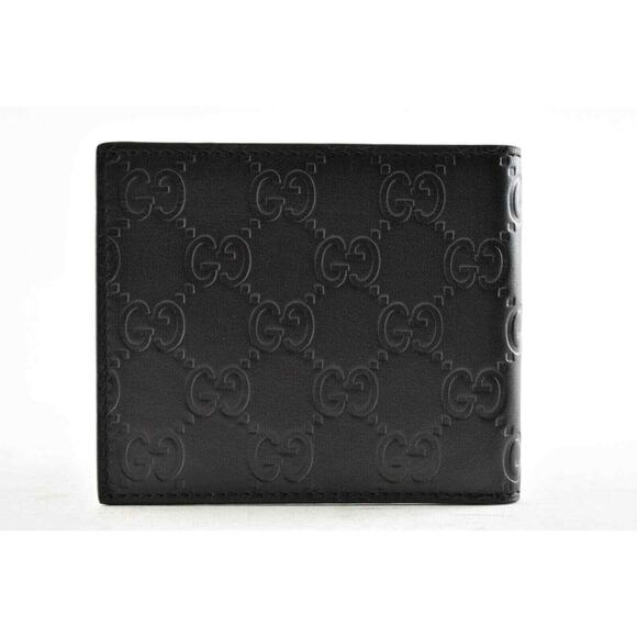 Gucci Signature Black Leather Monogram GG Logo Credit Card Holder Bifold Wallet - Picture 5 of 10